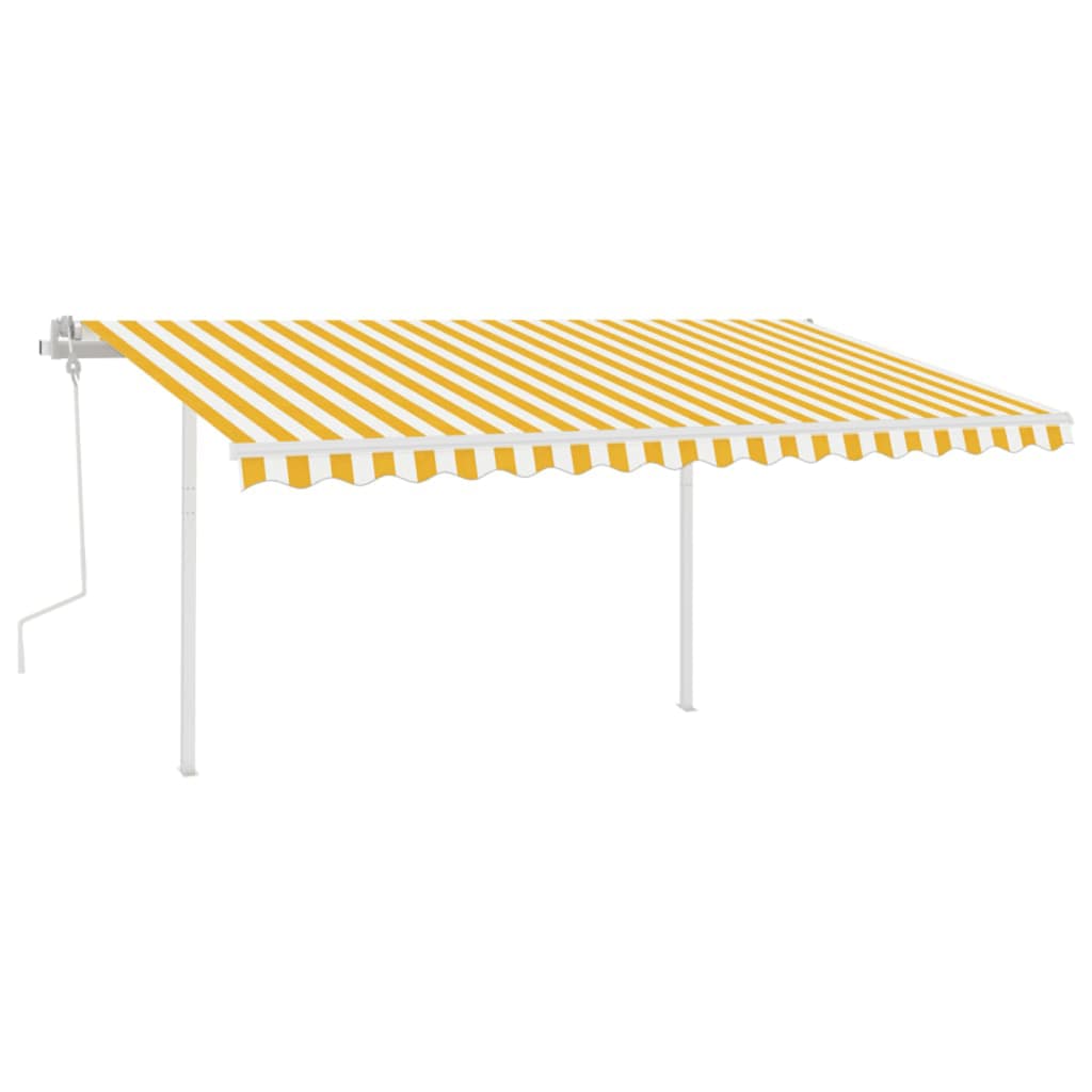 Manual Retractable Awning with LED 4.5x3 m Yellow and White