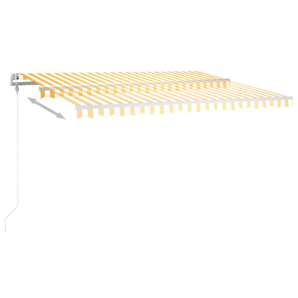 Manual Retractable Awning with LED 4.5x3 m Yellow and White