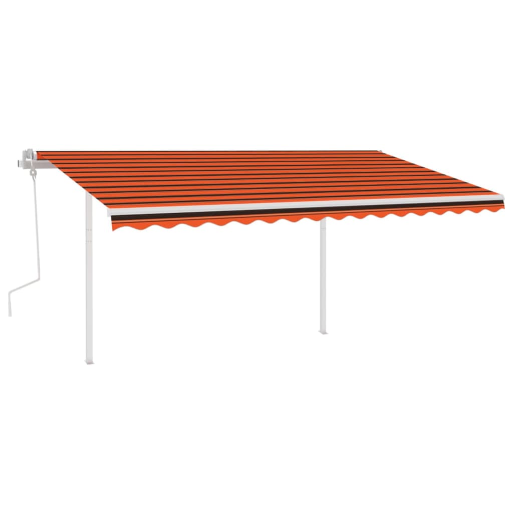 Manual Retractable Awning with LED 4.5x3 m Orange and Brown