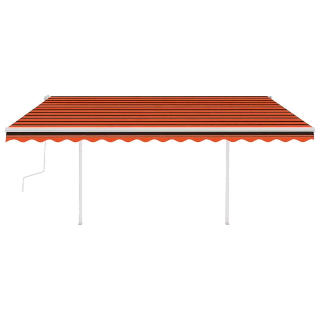 Manual Retractable Awning with LED 4.5x3 m Orange and Brown