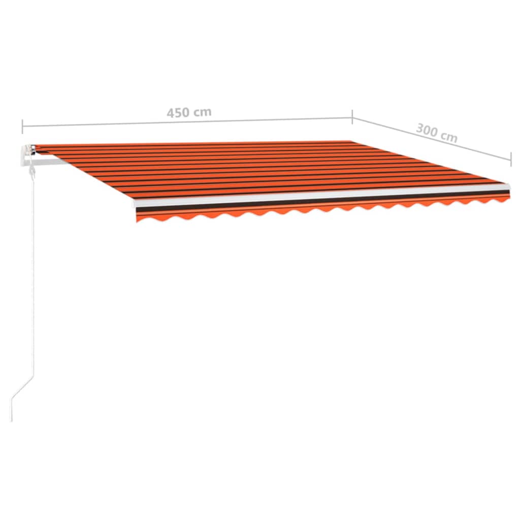 Manual Retractable Awning with LED 4.5x3 m Orange and Brown