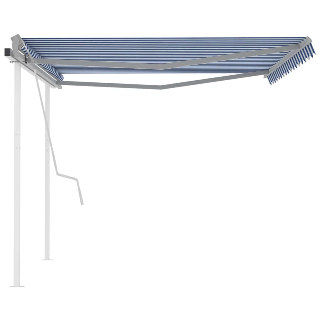 Manual Retractable Awning with Posts 4x3.5 m Blue and White