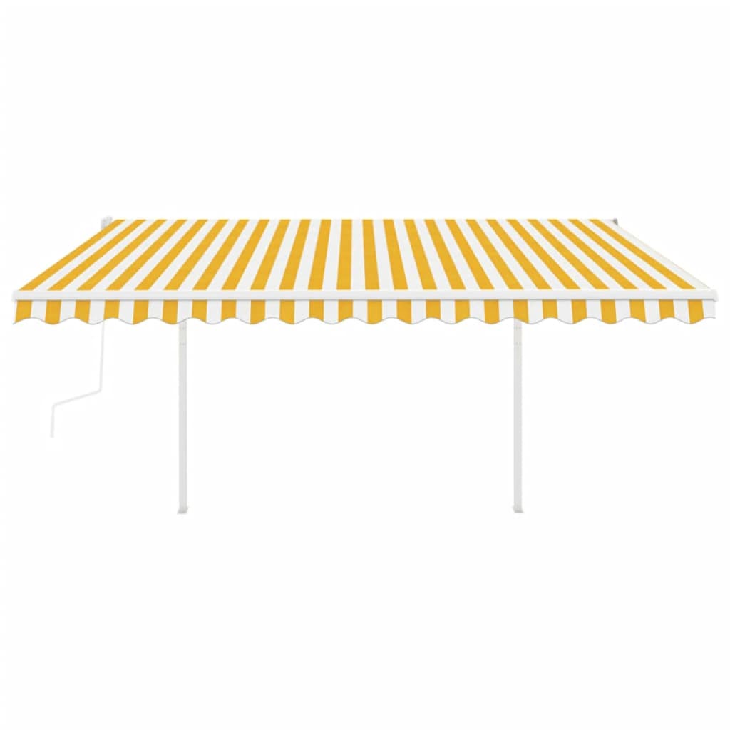 Manual Retractable Awning with Posts 4x3.5 m Yellow and White