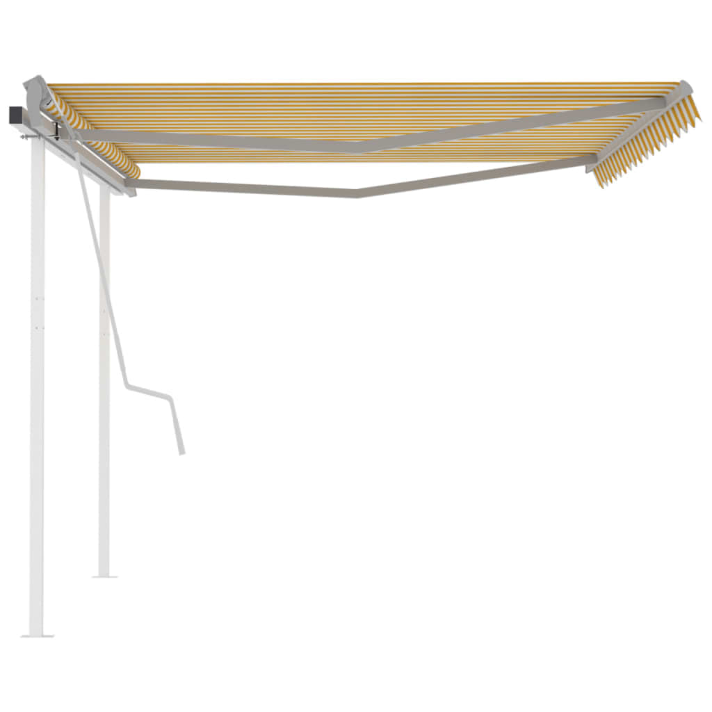Manual Retractable Awning with Posts 4x3.5 m Yellow and White