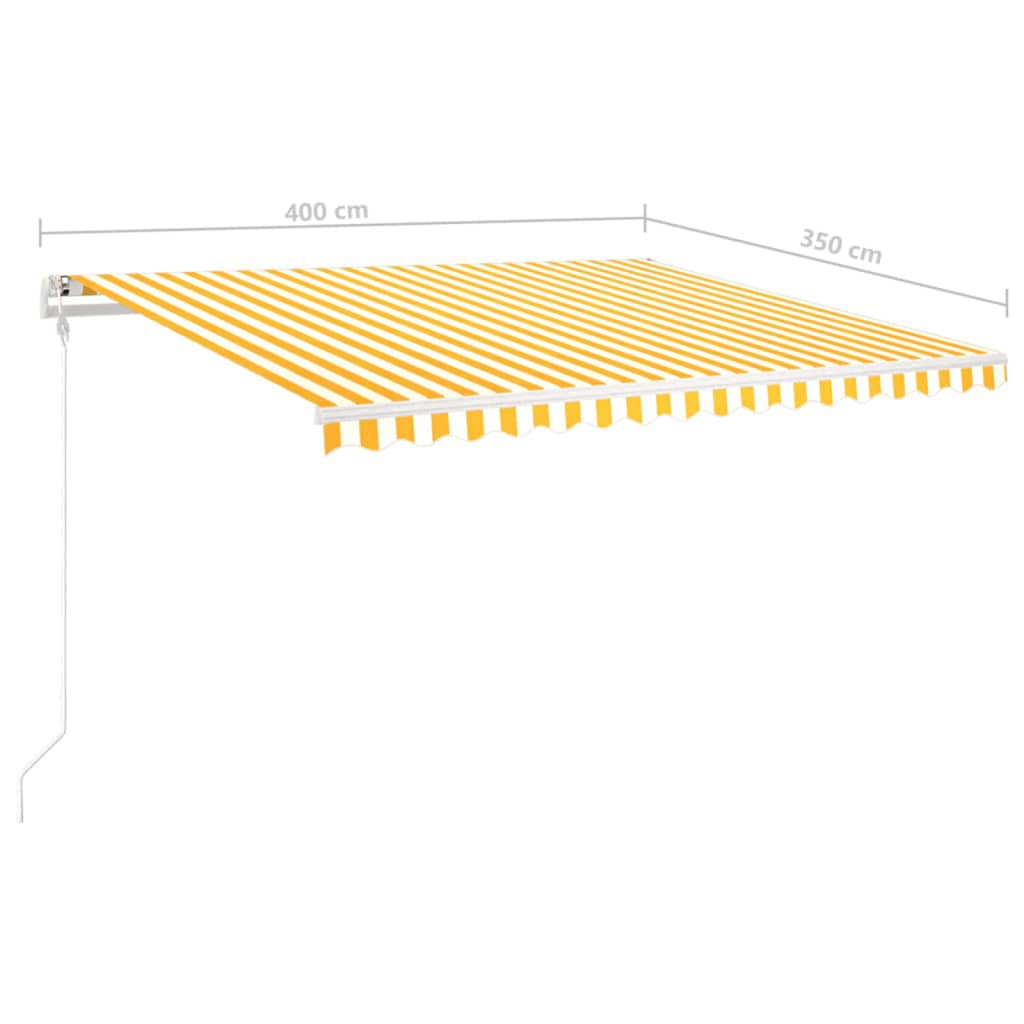 Manual Retractable Awning with Posts 4x3.5 m Yellow and White
