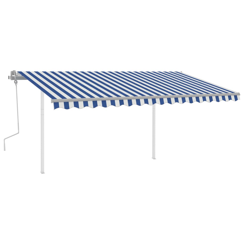 Manual Retractable Awning with LED 4x3.5 m Blue and White