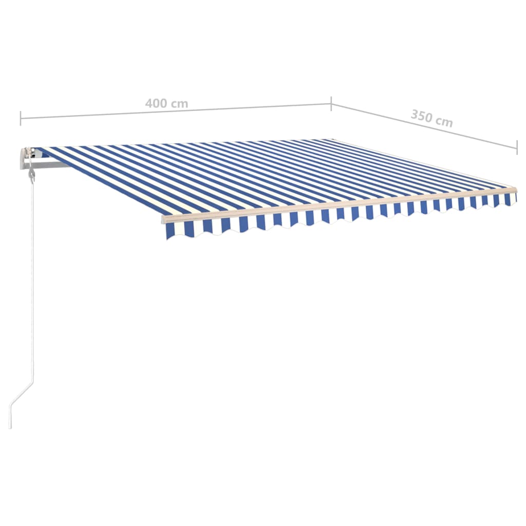 Manual Retractable Awning with LED 4x3.5 m Blue and White