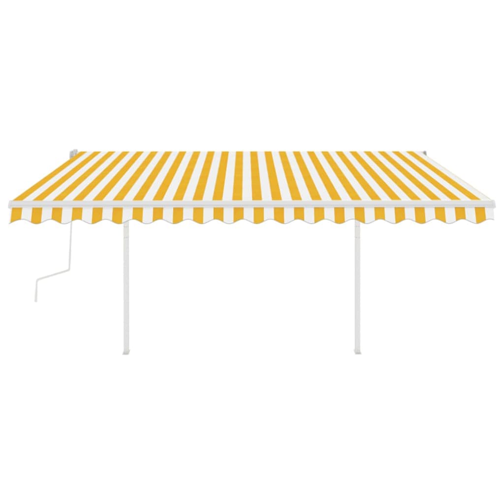 Manual Retractable Awning with LED 4x3.5 m Yellow and White