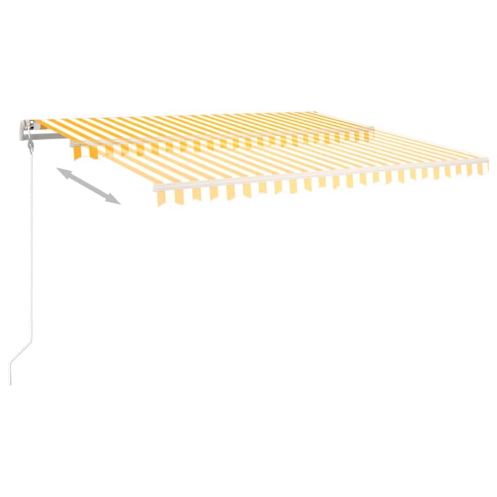 Manual Retractable Awning with Posts 4.5x3.5 m Yellow and White