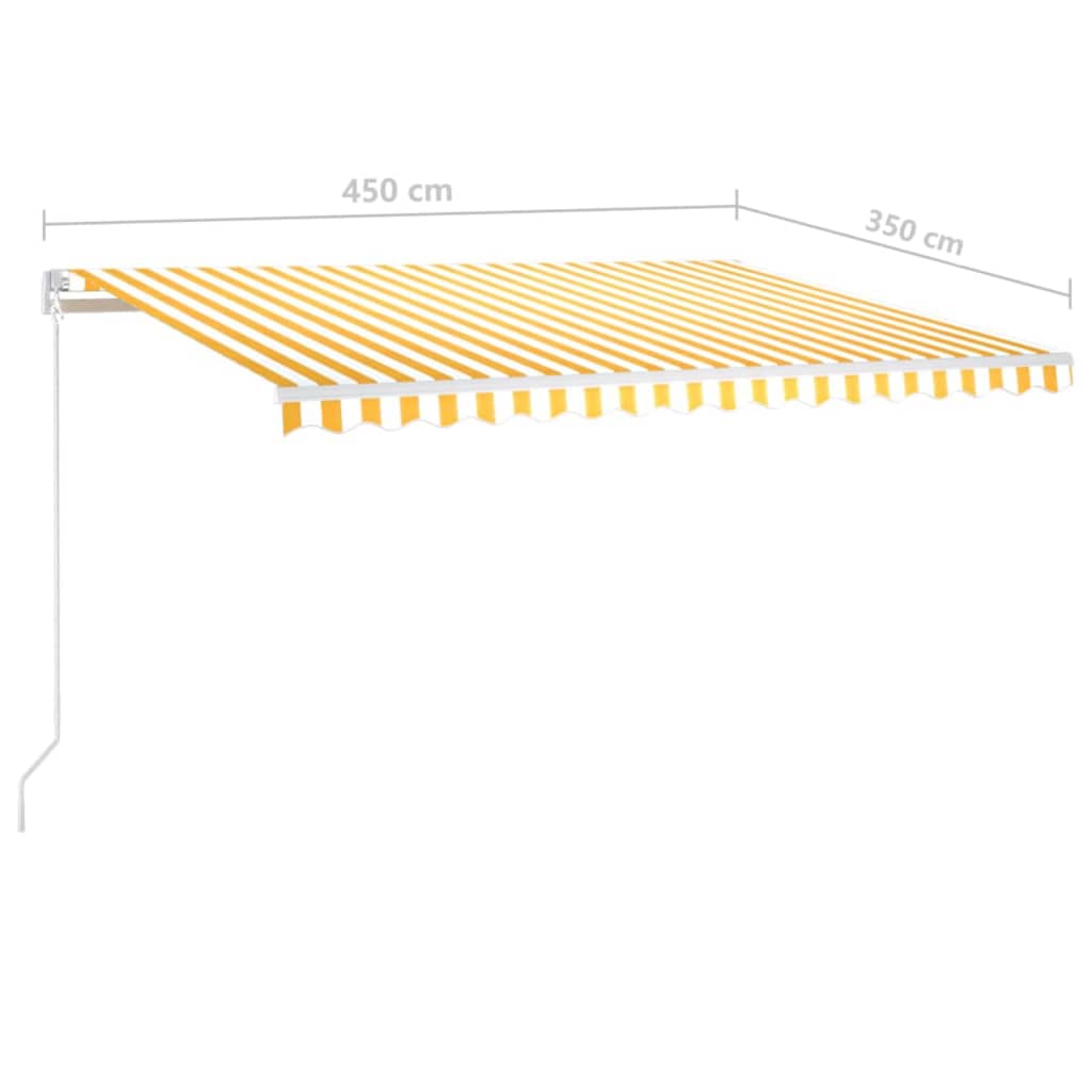 Manual Retractable Awning with Posts 4.5x3.5 m Yellow and White