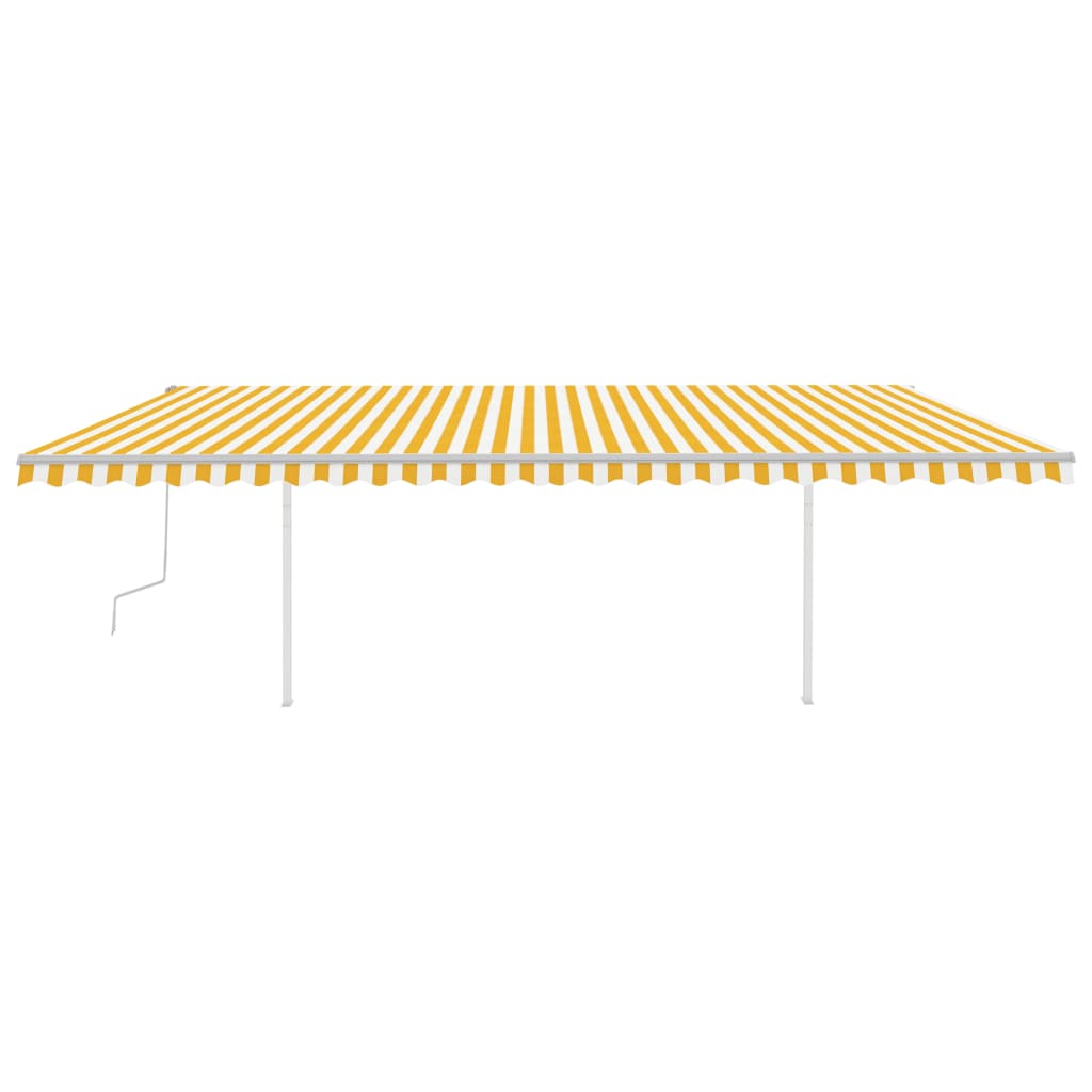 Manual Retractable Awning with Posts 6x3.5 m Yellow and White