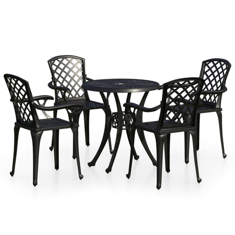 5 Piece Bistro Set Cast Aluminium Black