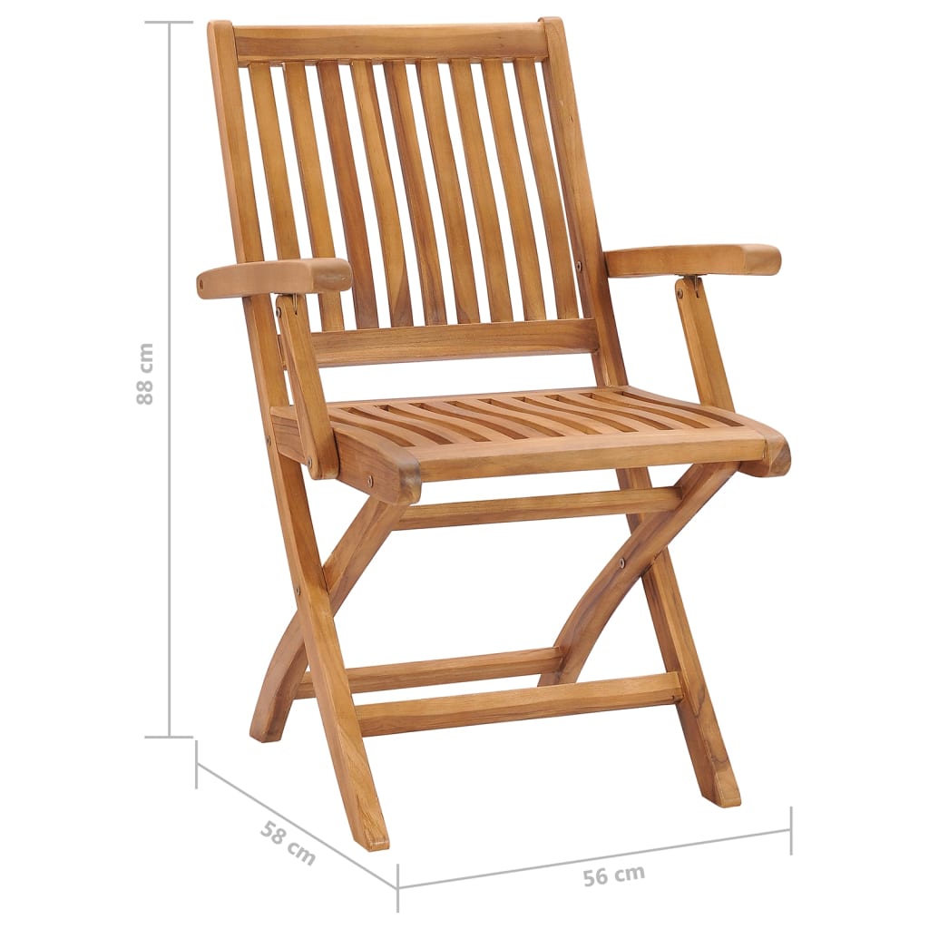 Folding Garden Chairs 8 pcs Solid Teak Wood