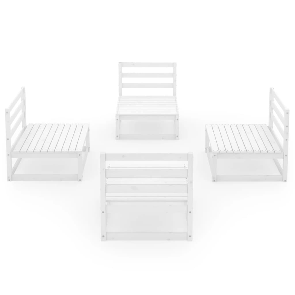 4 Piece Garden Lounge Set White Solid Wood Pine