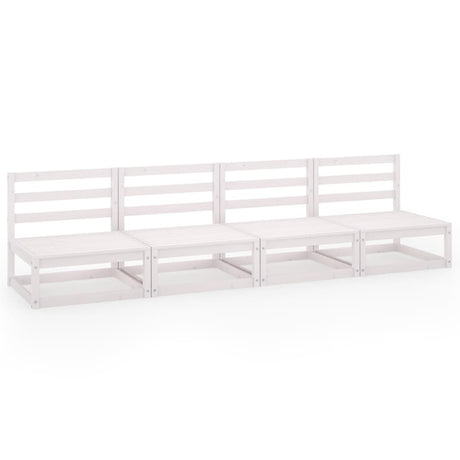 Garden 4-Seater Sofa White Solid Pinewood