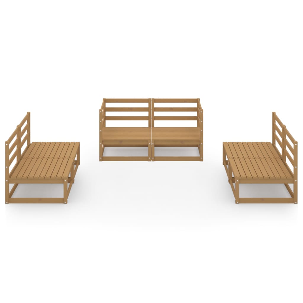 6 Piece Garden Lounge Set Honey Brown Solid Pinewood
