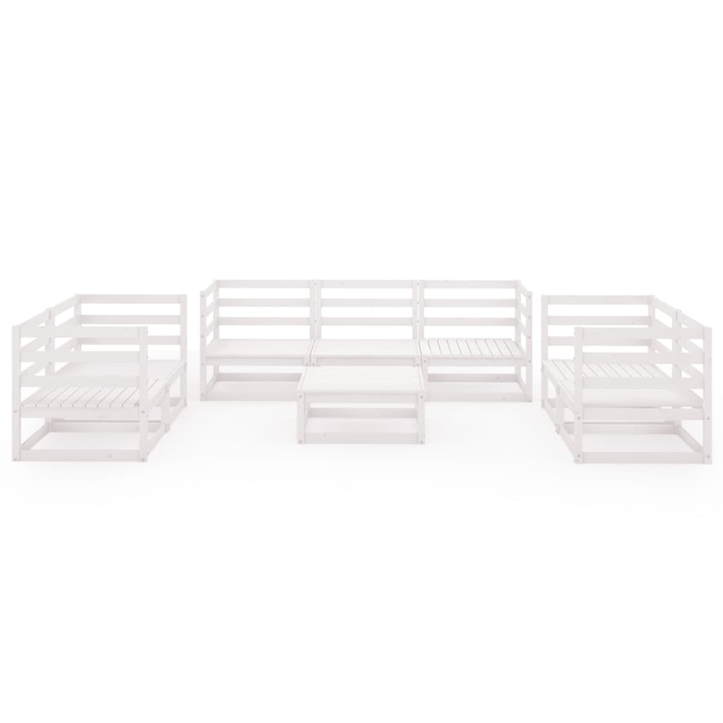 8 Piece Garden Lounge Set White Solid Wood Pine