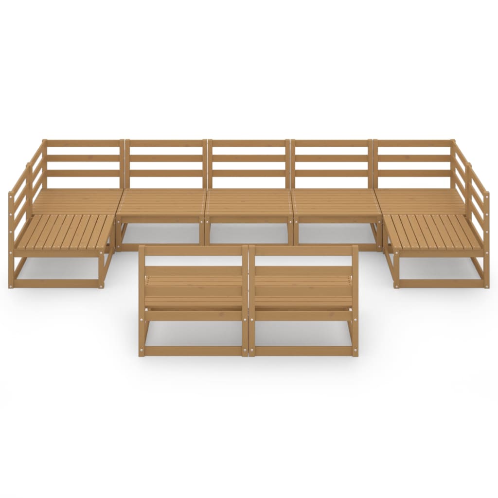 9 Piece Garden Lounge Set Solid Pinewood