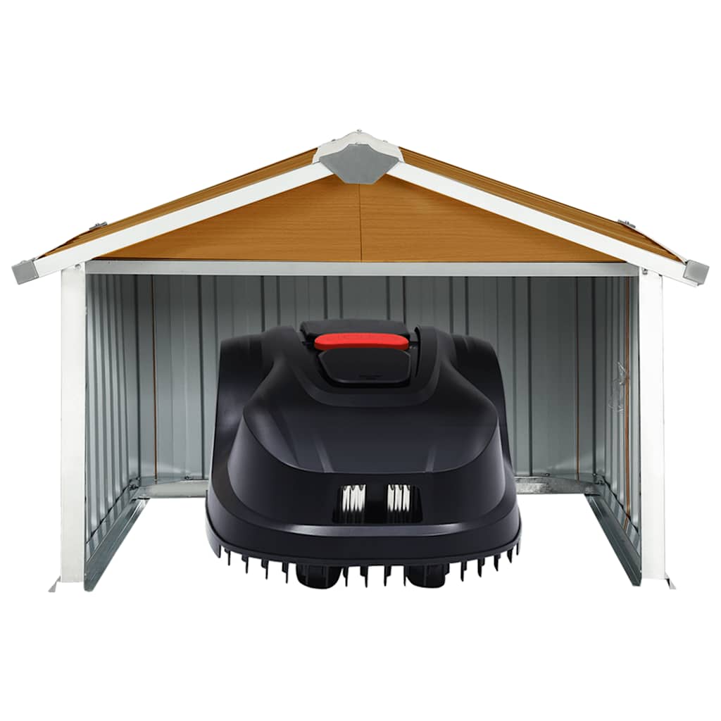 Garden Robot Lawnmower Shed 92x97x63 cm Galvanised Steel Brown
