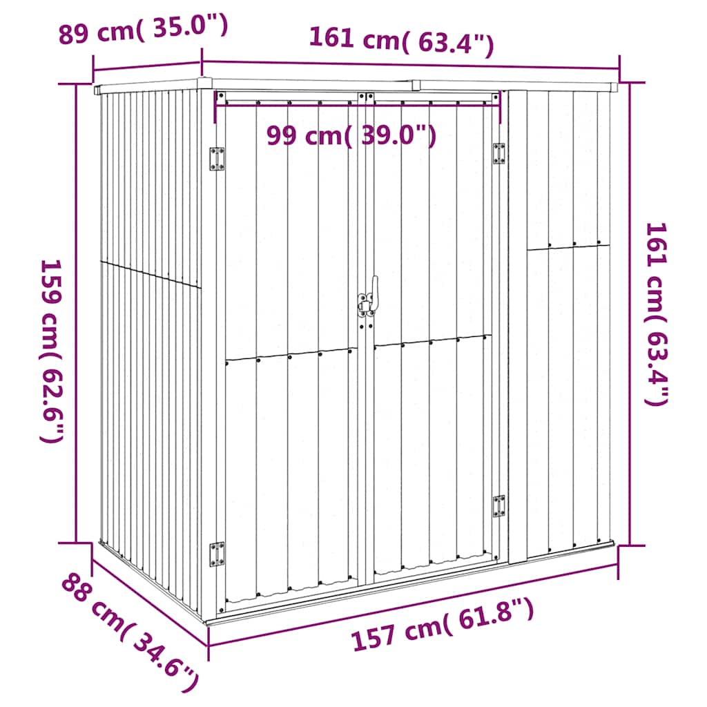 Garden Tool Shed Green 161x89x161 cm Galvanised Steel