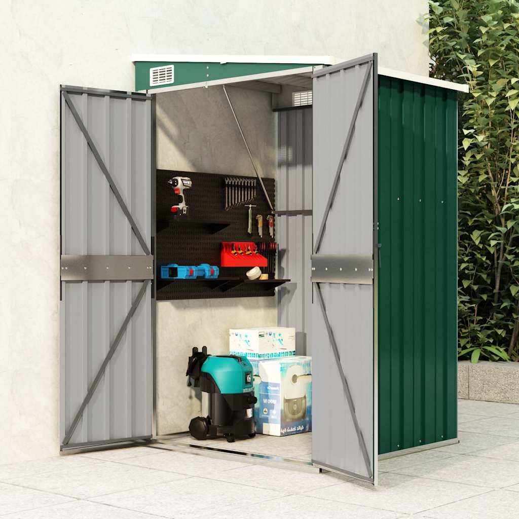 Wall-mounted Garden Shed Green 118x100x178 cm Galvanised Steel