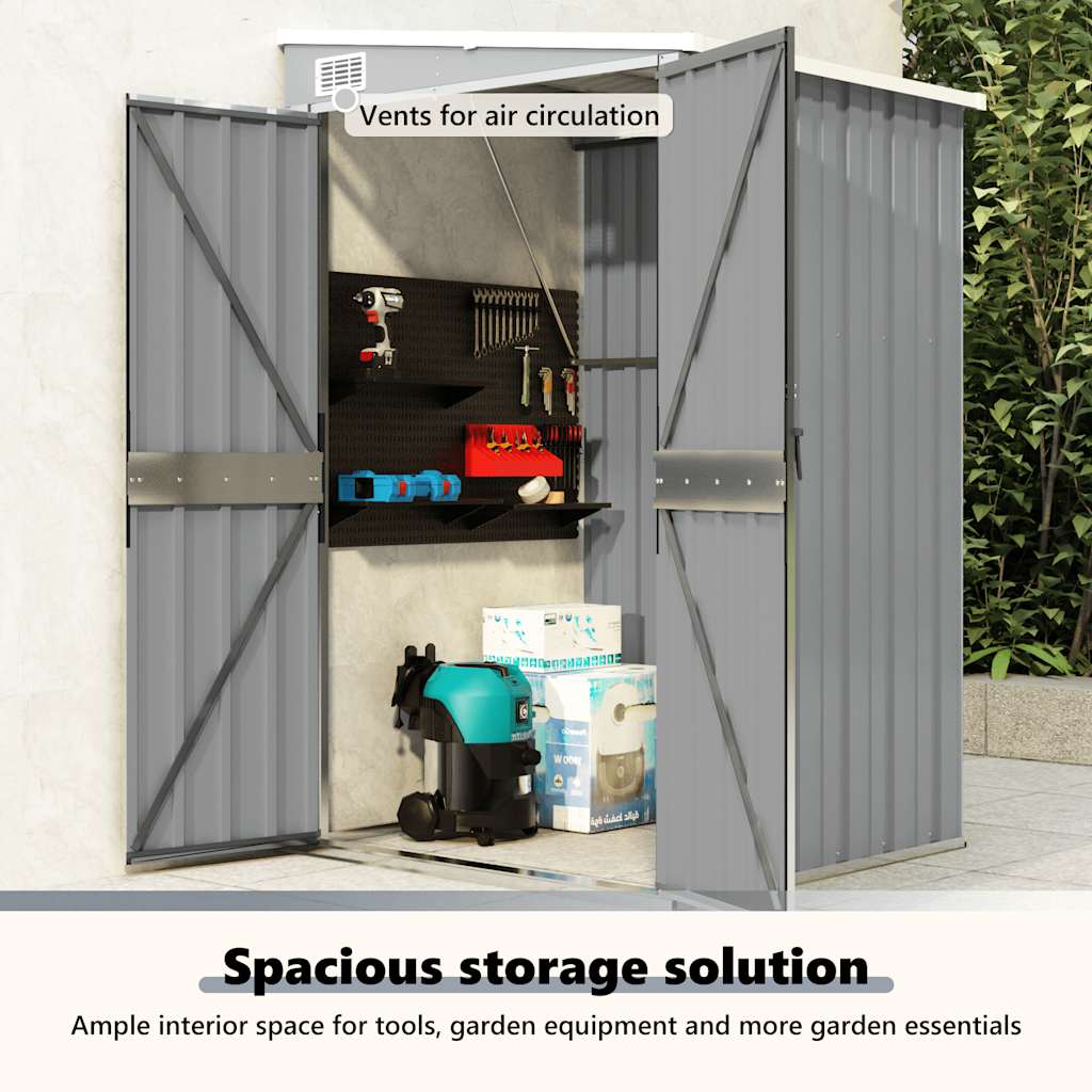 Wall-mounted Garden Shed Grey 118x100x178 cm Galvanised Steel