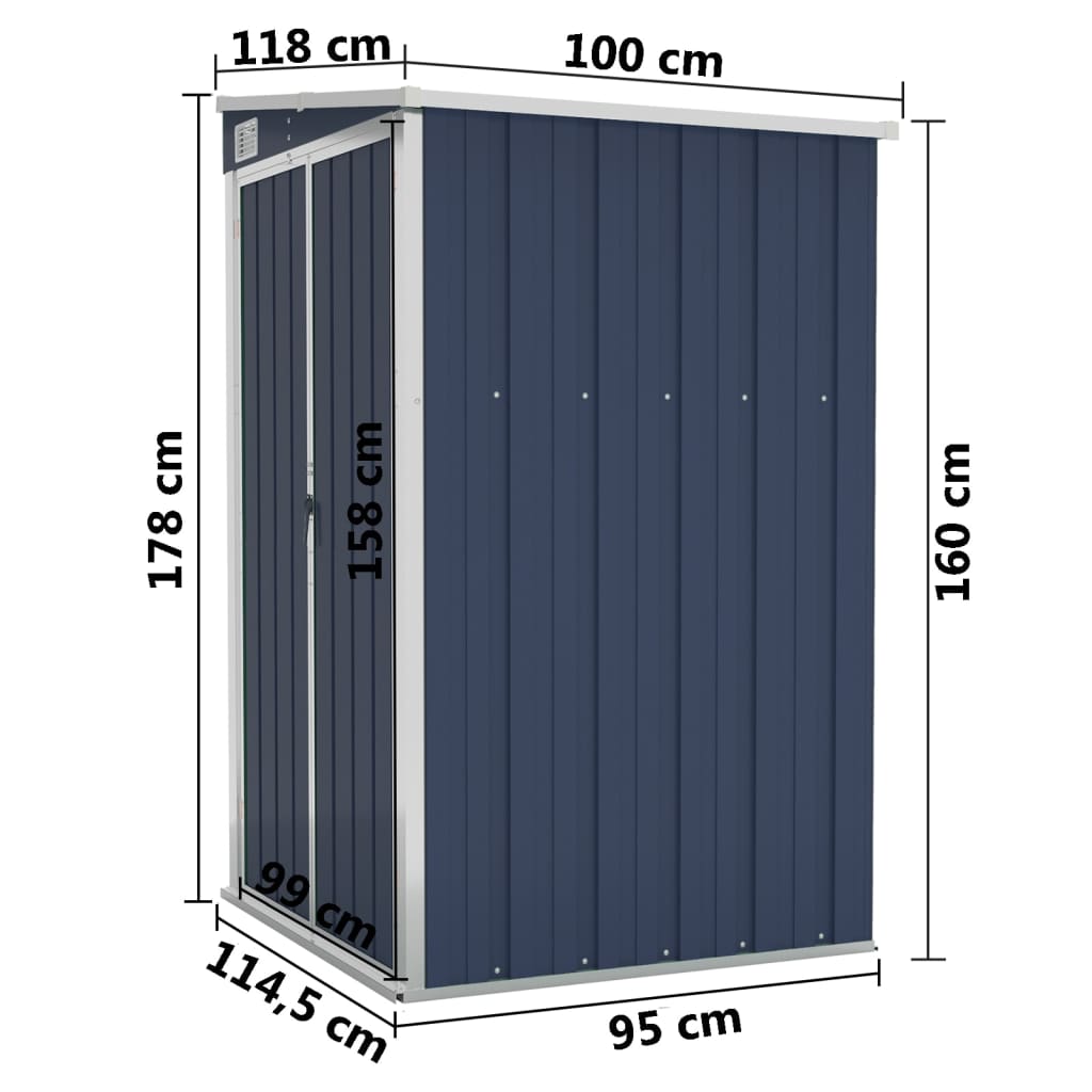 Wall-mounted Garden Shed Anthracite 118x100x178 cm Steel