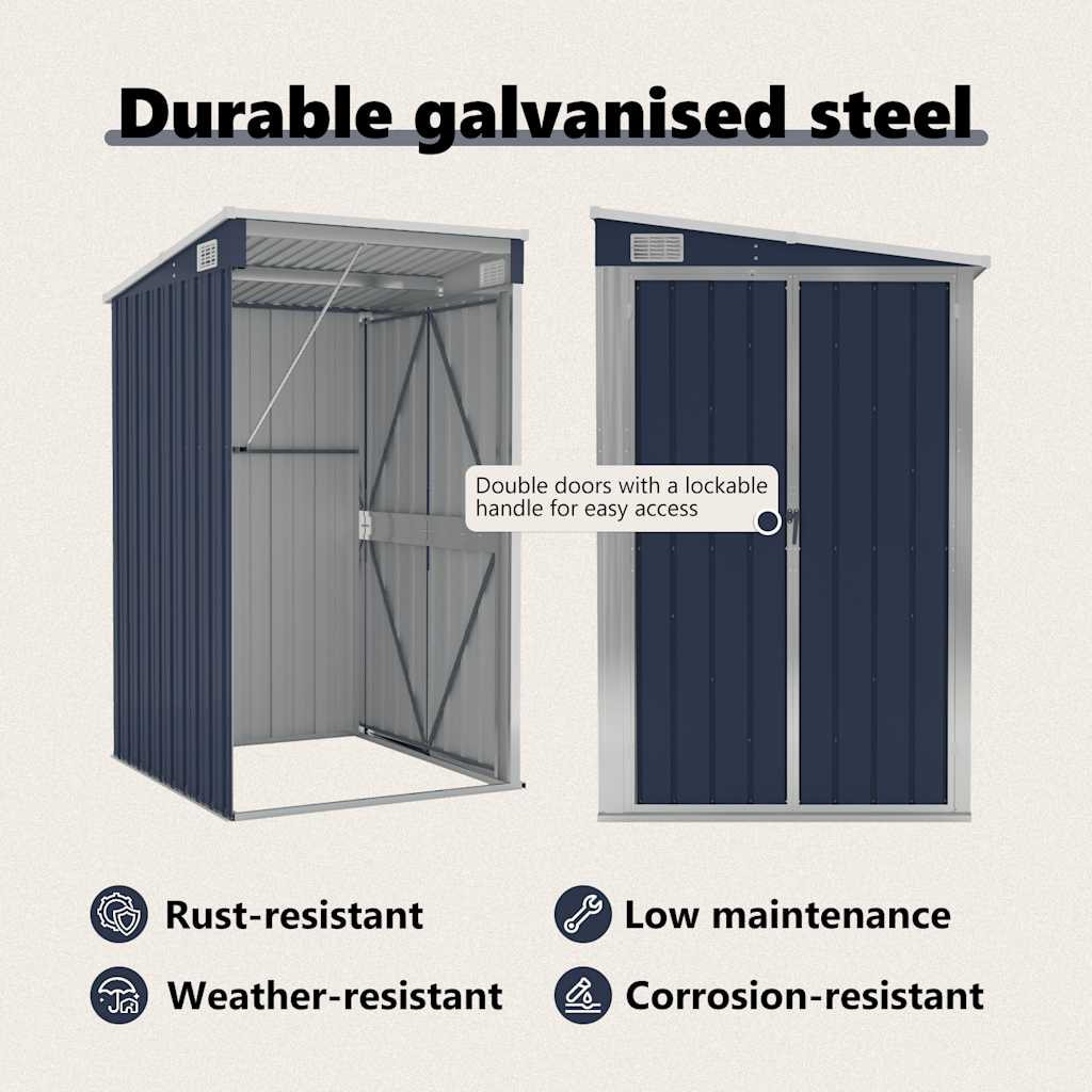 Wall-mounted Garden Shed Anthracite 118x100x178 cm Steel