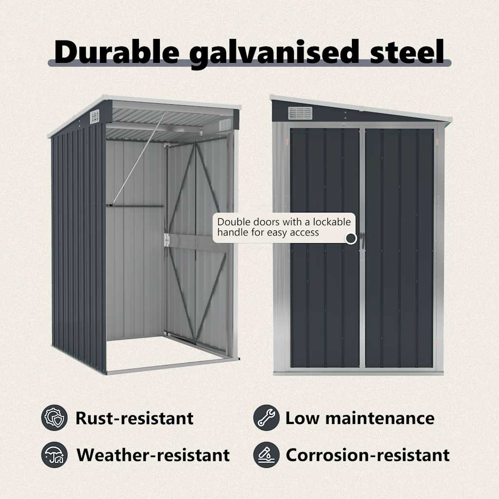 Wall-mounted Garden Shed Anthracite 118x100x178 cm Steel