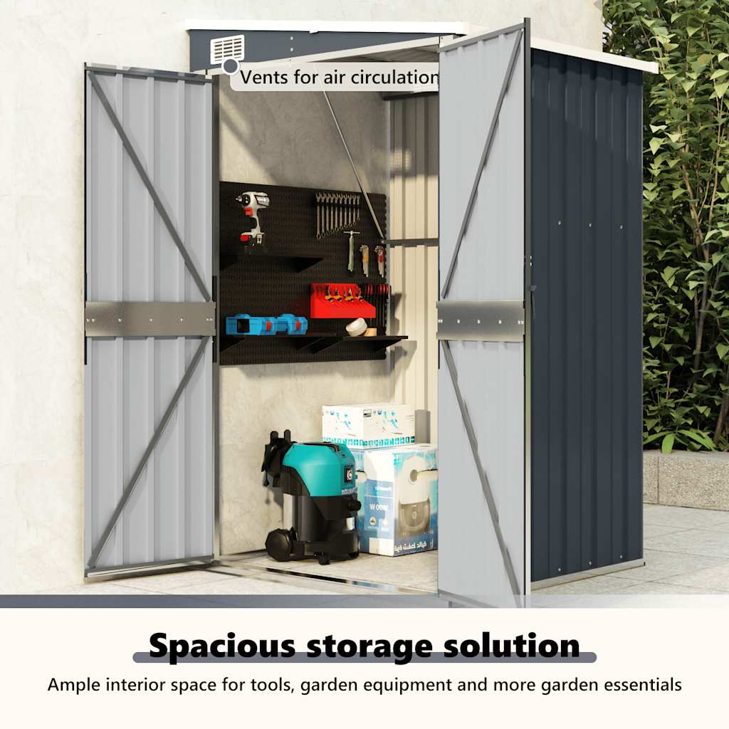 Wall-mounted Garden Shed Anthracite 118x100x178 cm Steel