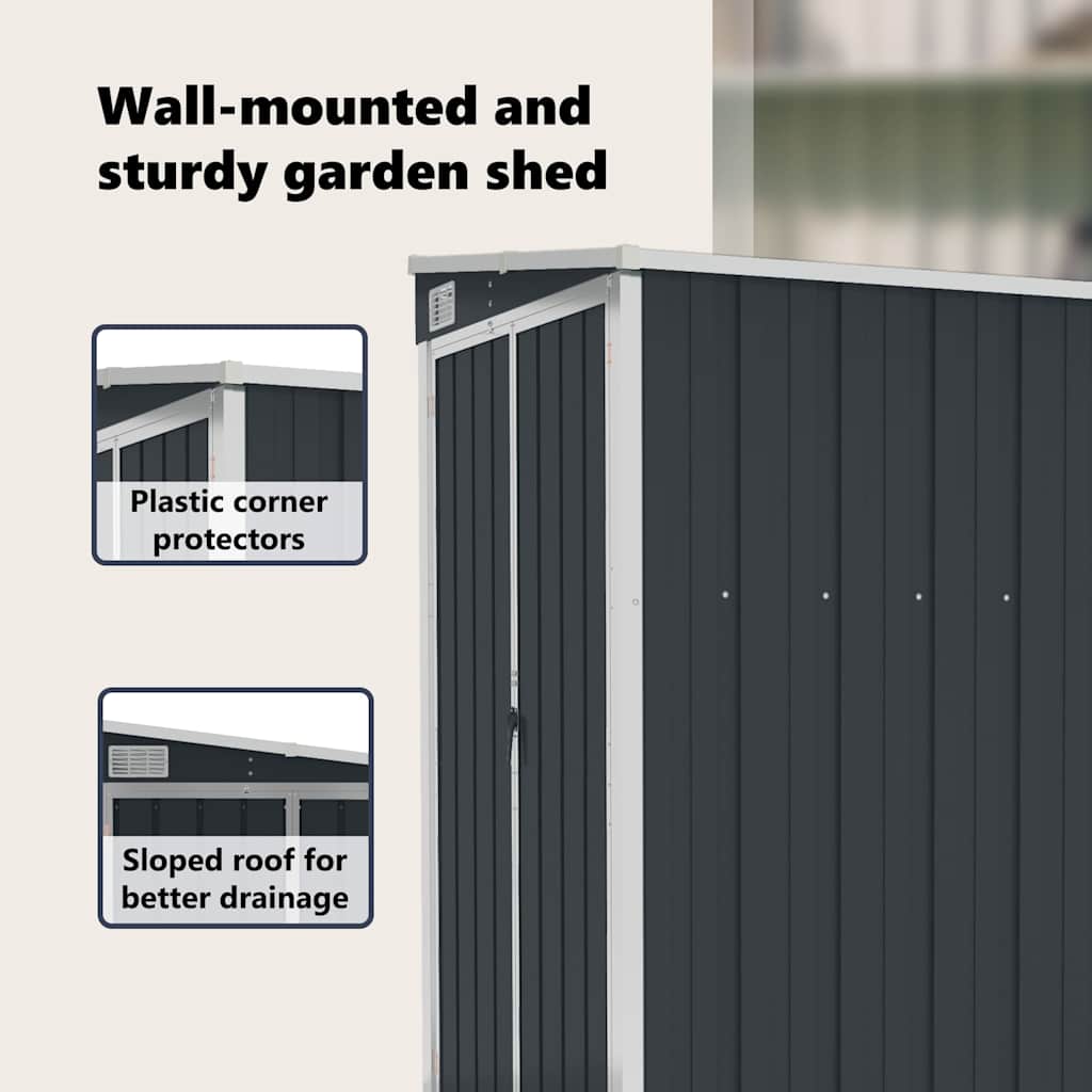 Wall-mounted Garden Shed Anthracite 118x100x178 cm Steel