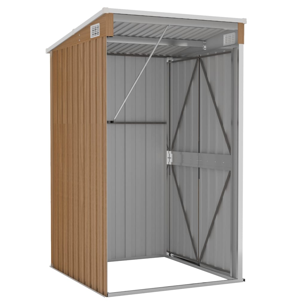 vidaXL Wall-mounted Garden Shed Brown 118x100x178 cm Galvanised Steel