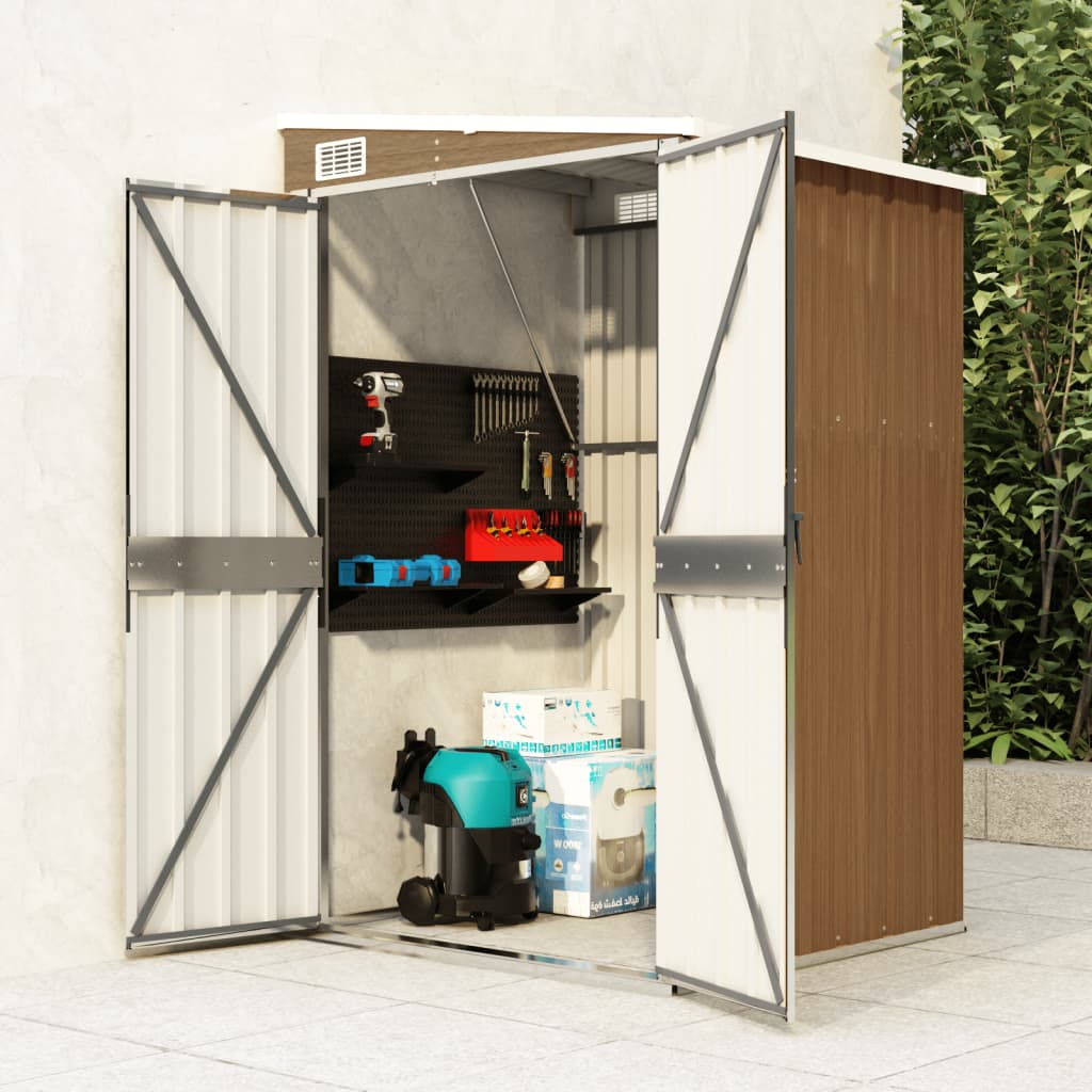 vidaXL Wall-mounted Garden Shed Brown 118x100x178 cm Galvanised Steel