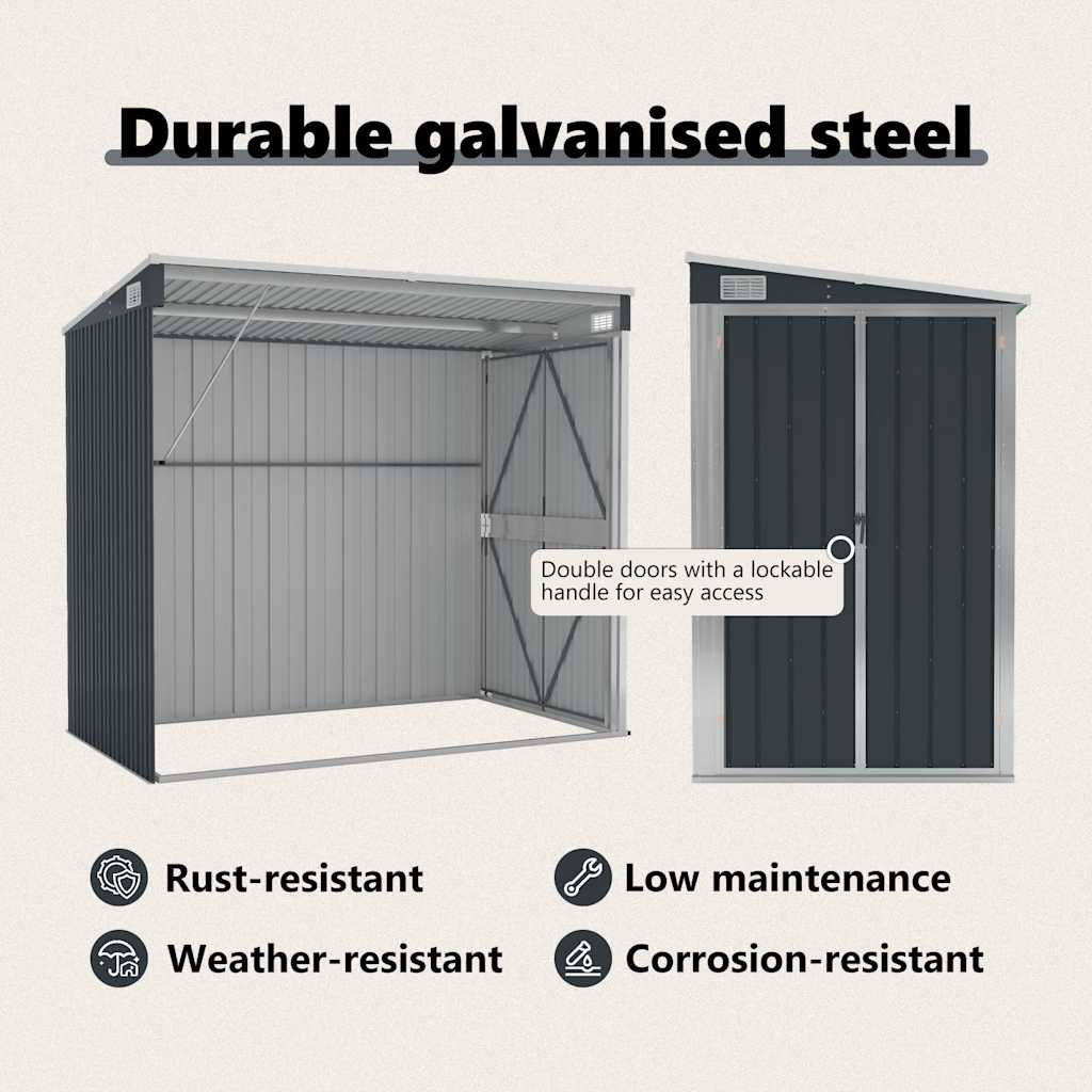 Wall-mounted Garden Shed Anthracite 118x194x178 cm Steel