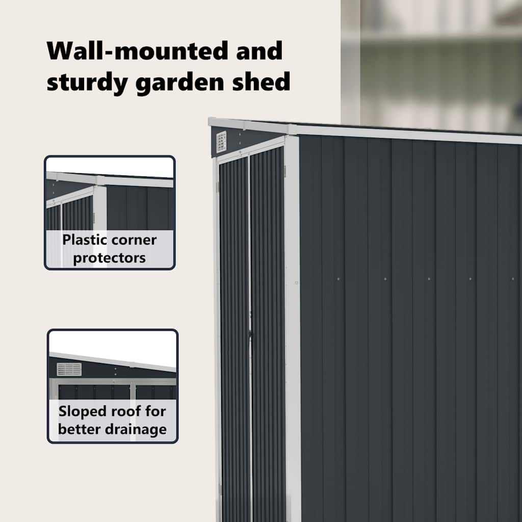 Wall-mounted Garden Shed Anthracite 118x194x178 cm Steel