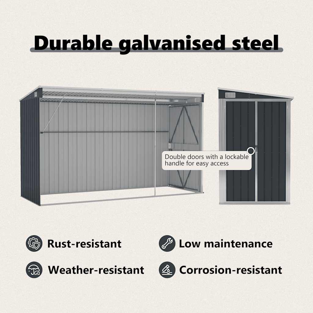 Wall-mounted Garden Shed Anthracite 118x288x178 cm Steel