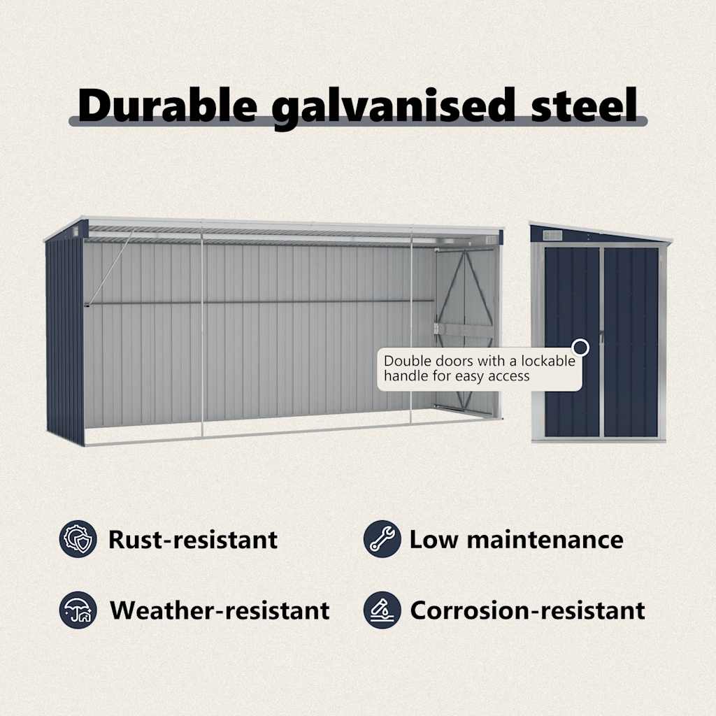 Wall-mounted Garden Shed Anthracite 118x382x178 cm Steel