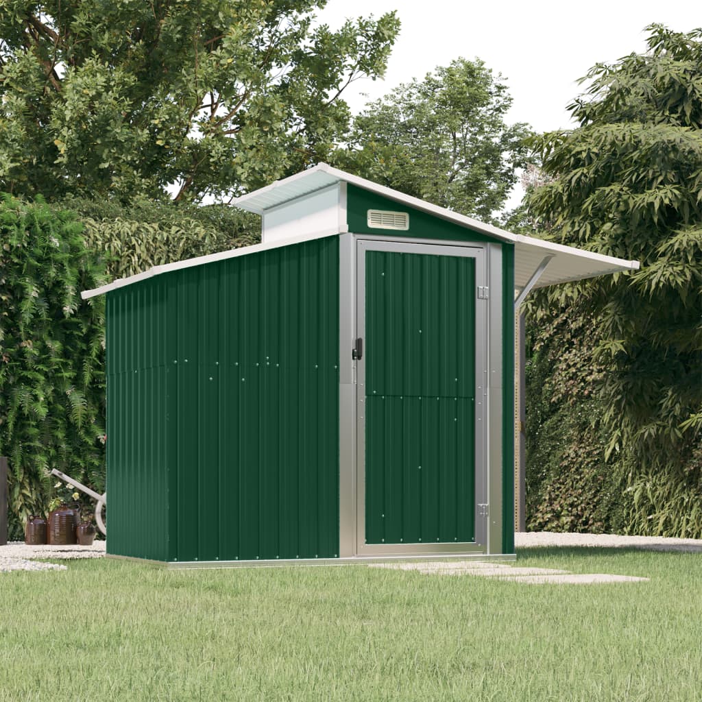 vidaXL Garden Shed Green 270x130x208.5 cm Galvanised Steel