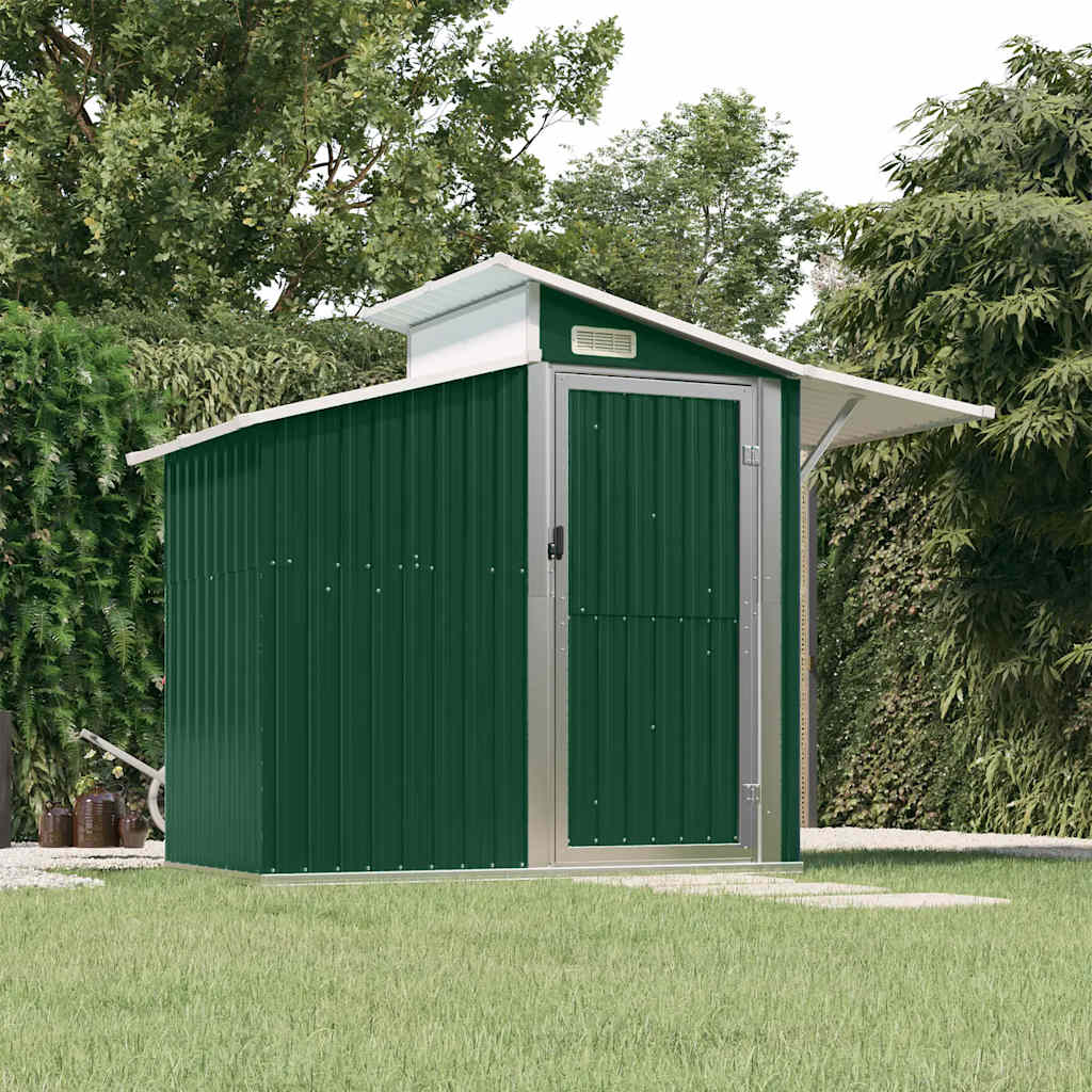 Garden Shed Green 270x130x208.5 cm Galvanised Steel