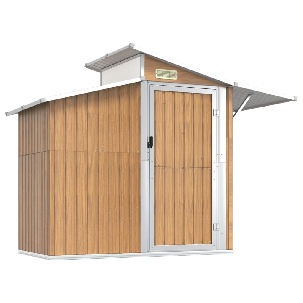 vidaXL Garden Shed Brown 270x130x208.5 cm Galvanised Steel