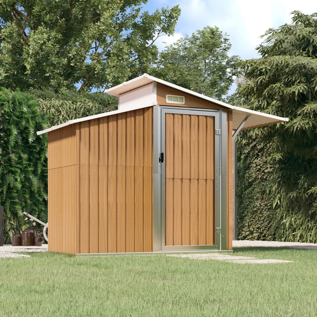 vidaXL Garden Shed Brown 270x130x208.5 cm Galvanised Steel