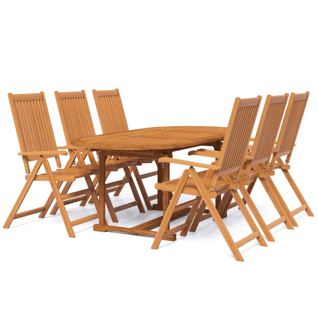 7 Piece Garden Dining Set Solid Wood Acacia 120-170 cm