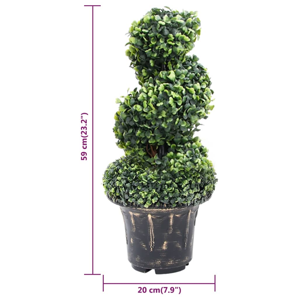 Artificial Boxwood Spiral Plant with Pot Green 59 cm