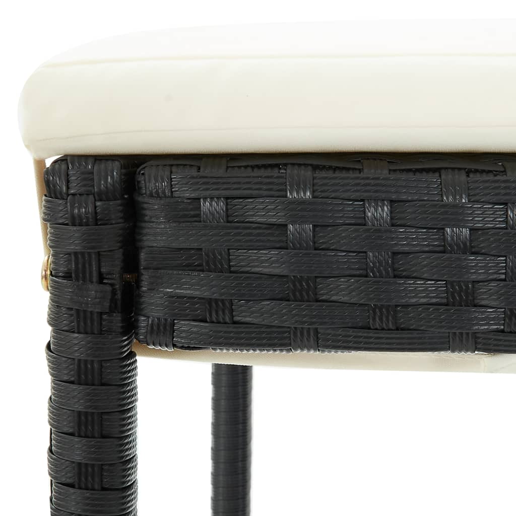 vidaXL Garden Bar Stools with Cushions 4 pcs Black Poly Rattan
