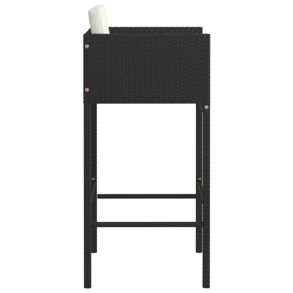 vidaXL Bar Stools 4 pcs with Cushions Black Poly Rattan