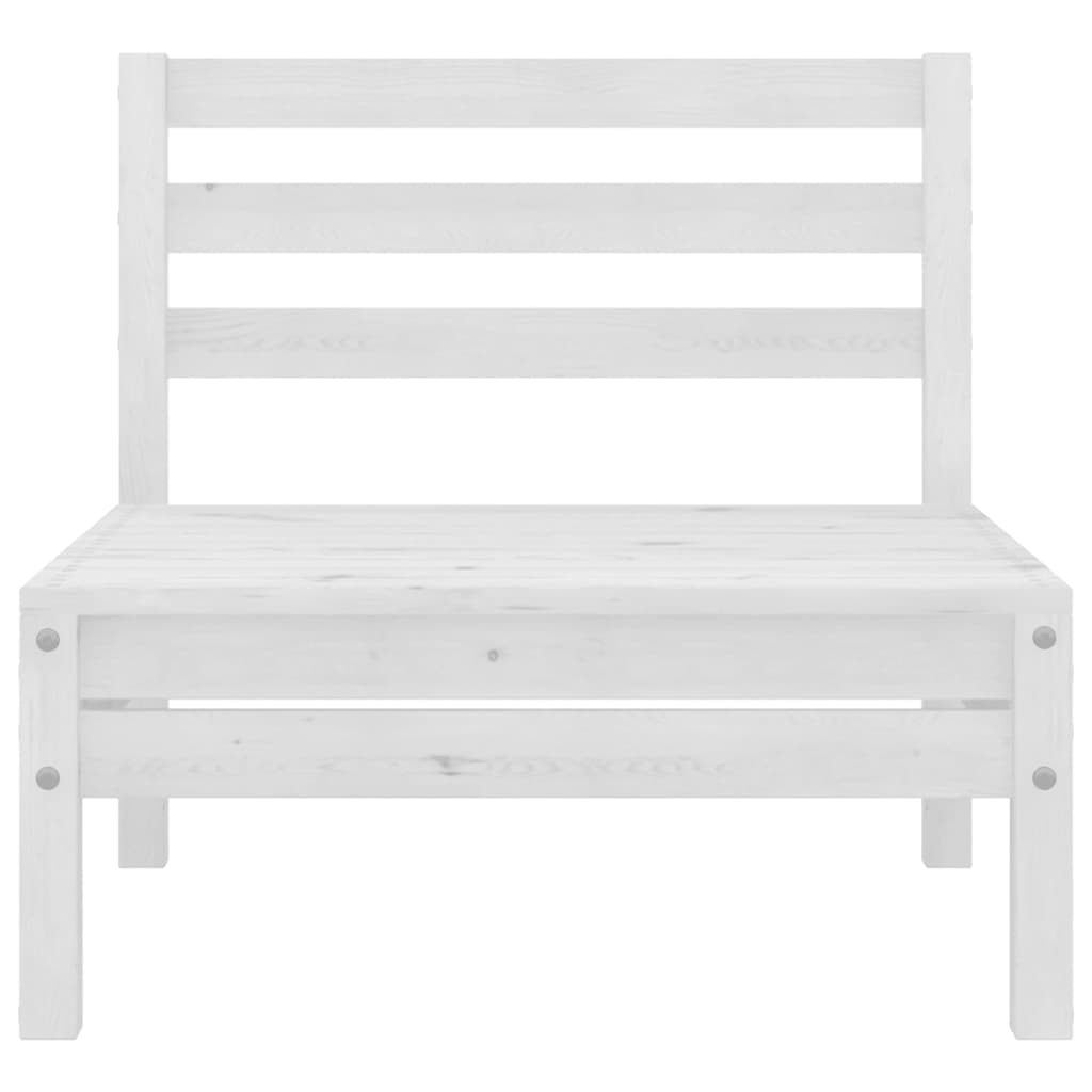 Garden Middle Sofa White Solid Wood Pine