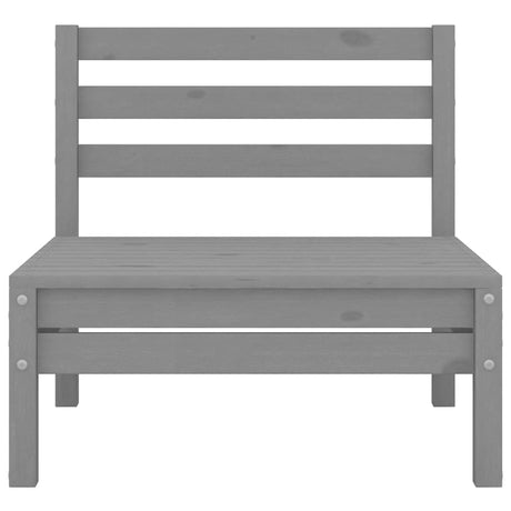 Garden Middle Sofa Grey Solid Wood Pine