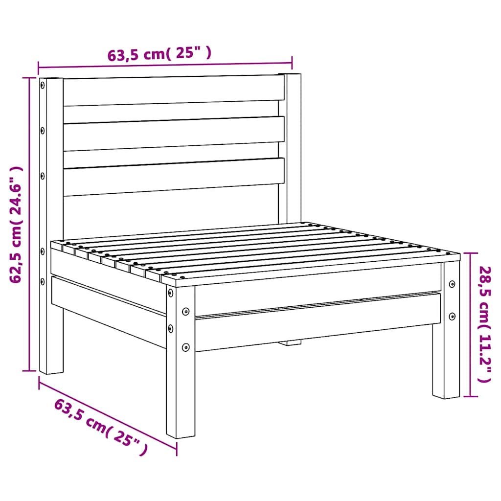 Garden Middle Sofas 2 pcs Grey Solid Pinewood