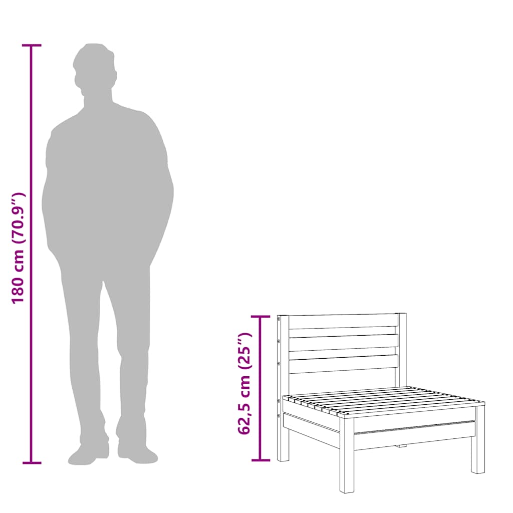 Garden Middle Sofas 4 pcs Solid Pinewood