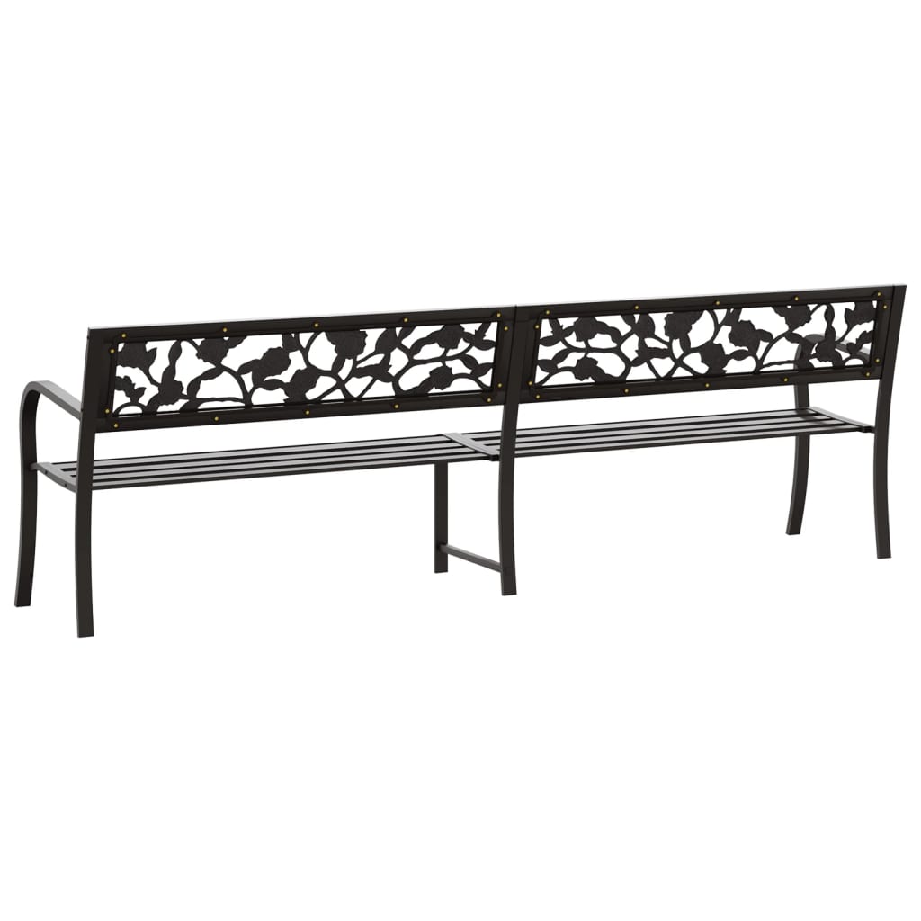 vidaXL Twin Garden Bench 246 cm Black Steel